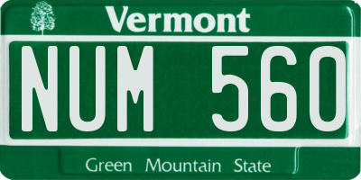 VT license plate NUM560