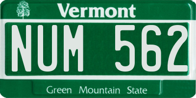 VT license plate NUM562