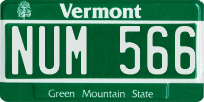 VT license plate NUM566