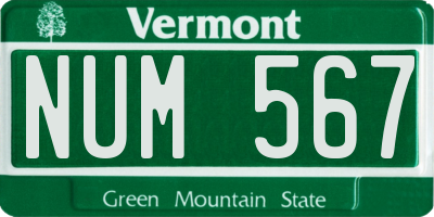VT license plate NUM567