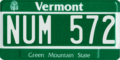 VT license plate NUM572