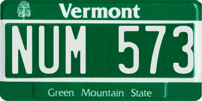 VT license plate NUM573