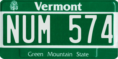 VT license plate NUM574