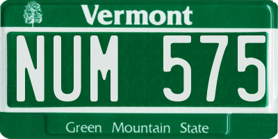 VT license plate NUM575