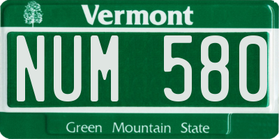 VT license plate NUM580