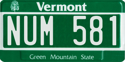 VT license plate NUM581