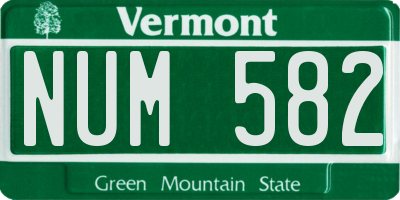 VT license plate NUM582