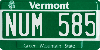 VT license plate NUM585