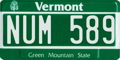 VT license plate NUM589