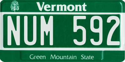 VT license plate NUM592