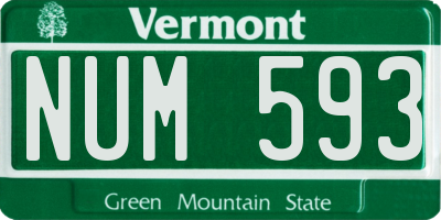 VT license plate NUM593