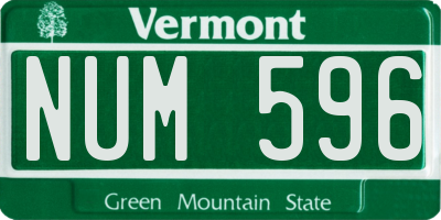 VT license plate NUM596