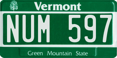 VT license plate NUM597