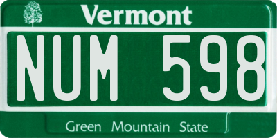 VT license plate NUM598