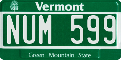 VT license plate NUM599