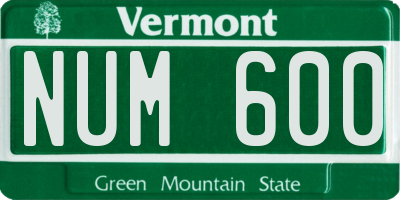 VT license plate NUM600