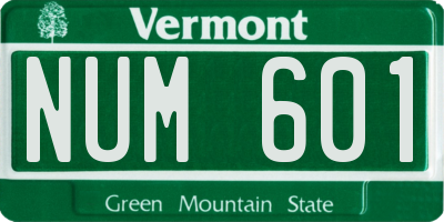 VT license plate NUM601