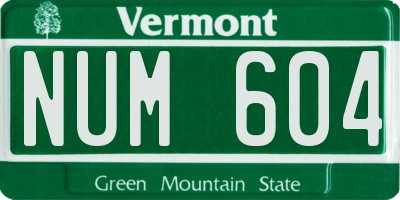 VT license plate NUM604