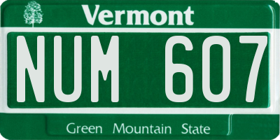 VT license plate NUM607
