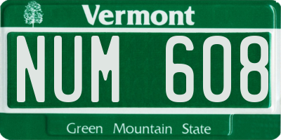 VT license plate NUM608