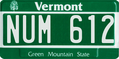 VT license plate NUM612