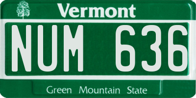 VT license plate NUM636