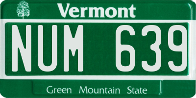 VT license plate NUM639