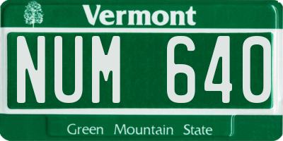 VT license plate NUM640