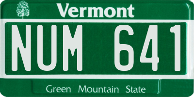 VT license plate NUM641