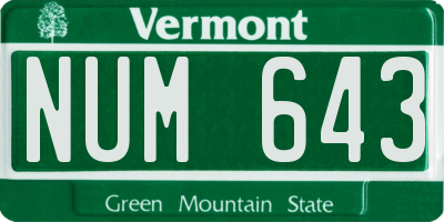 VT license plate NUM643