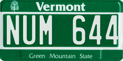 VT license plate NUM644