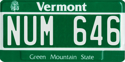 VT license plate NUM646