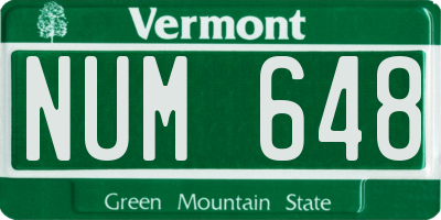 VT license plate NUM648