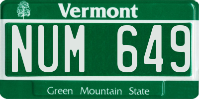 VT license plate NUM649