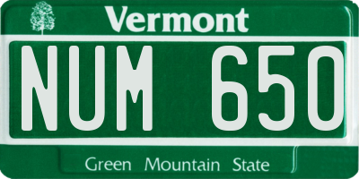 VT license plate NUM650