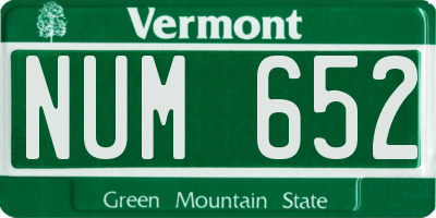 VT license plate NUM652