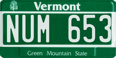 VT license plate NUM653
