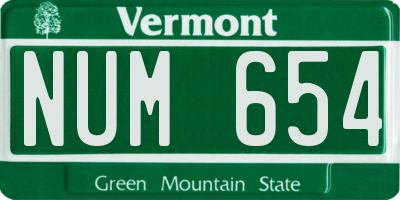 VT license plate NUM654