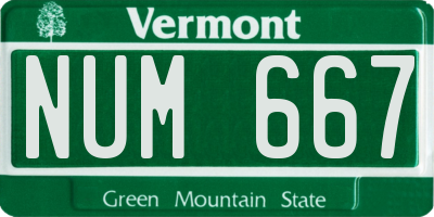 VT license plate NUM667