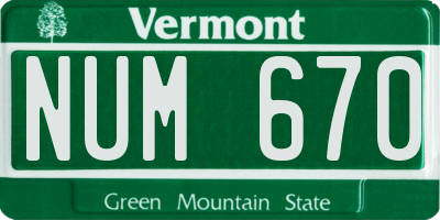 VT license plate NUM670