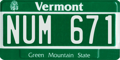 VT license plate NUM671