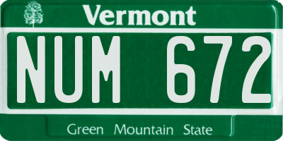 VT license plate NUM672