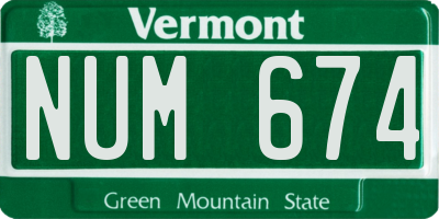 VT license plate NUM674