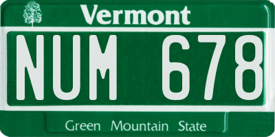 VT license plate NUM678