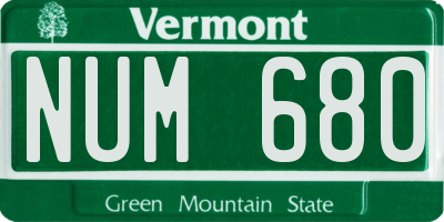 VT license plate NUM680
