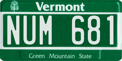 VT license plate NUM681