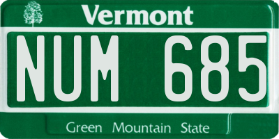 VT license plate NUM685