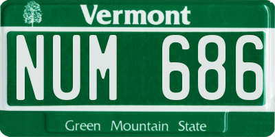 VT license plate NUM686