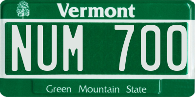 VT license plate NUM700