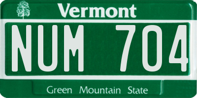 VT license plate NUM704